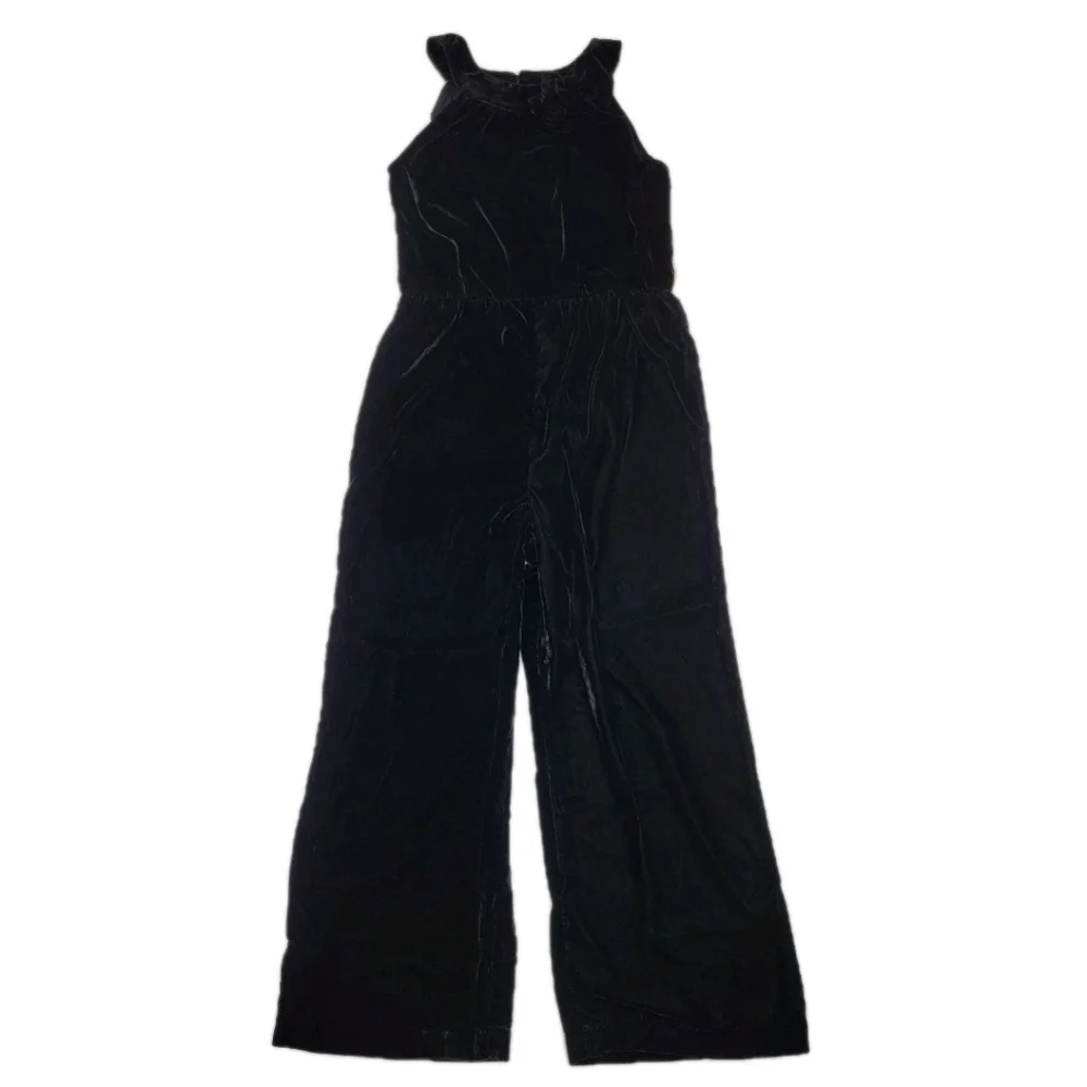 Gymboree Jumpsuit Elegant Black Velvet Velour Holiday Classic Size 7 NEW